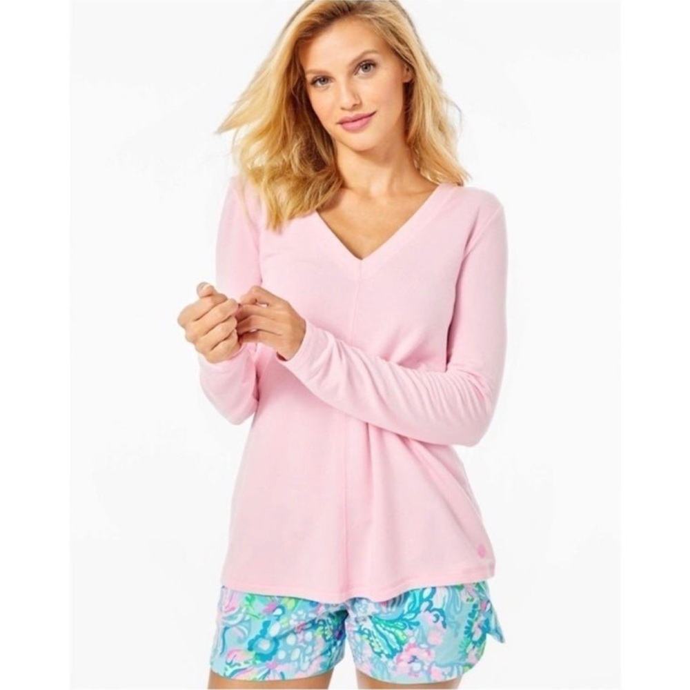 Lilly Pulitzer Pink Long Sleeve crisscross back Tee rare htf